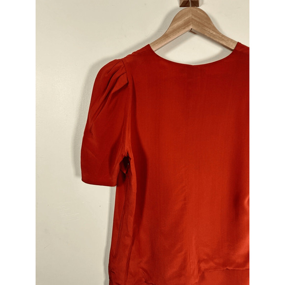 Maje Red Silk Dress Mini Sheathe Woman’s Medium EUC Holiday Chic Parisian Cherry - Picture 12 of 16